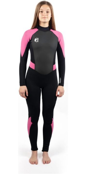 2025 Gul Junior Girls G-Force 3mm Flatlock Wetsuit GF1308-B7 - Black / Pink